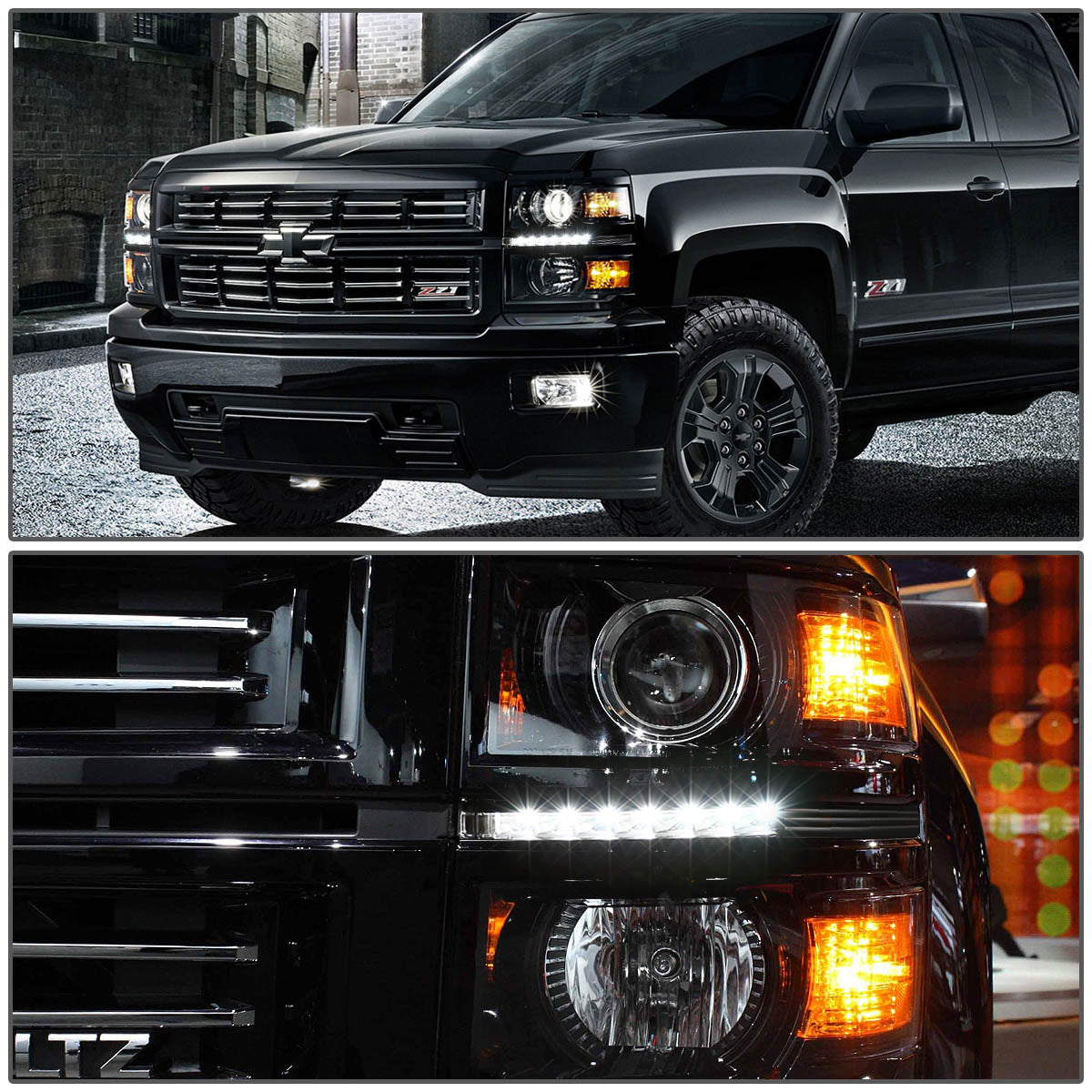 LED DRL Projector Bumper Lamp+Head Lights <br>14-15 Chevy Silverado 1500, 2500, 3500