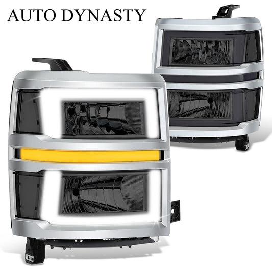 Box-Style LED DRL Sequential Headlight+Bumper Lamp <br>14-15 Chevy Silverado 1500