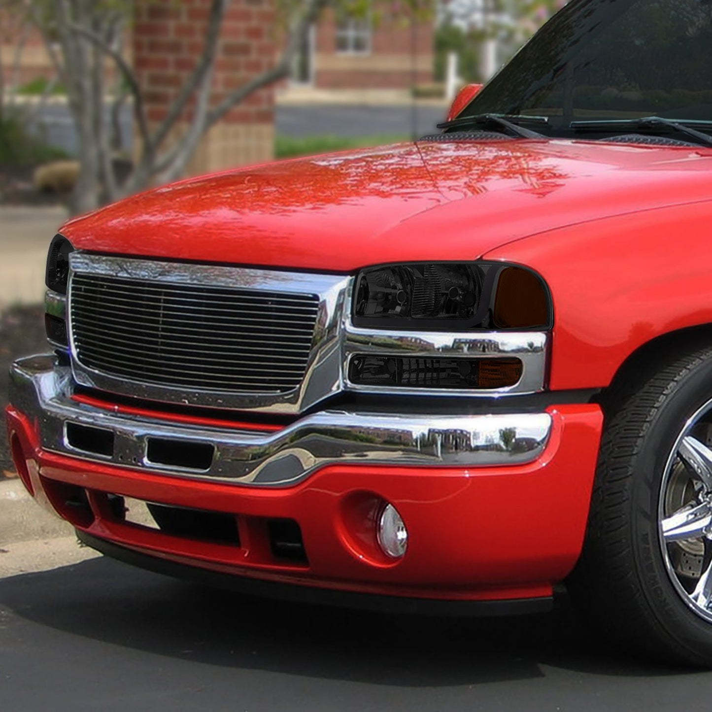 Dual Halo LED DRL Projector Headlight+Bumper Lamp <br>99-07 GMC Sierra 1500-3500, Yukon