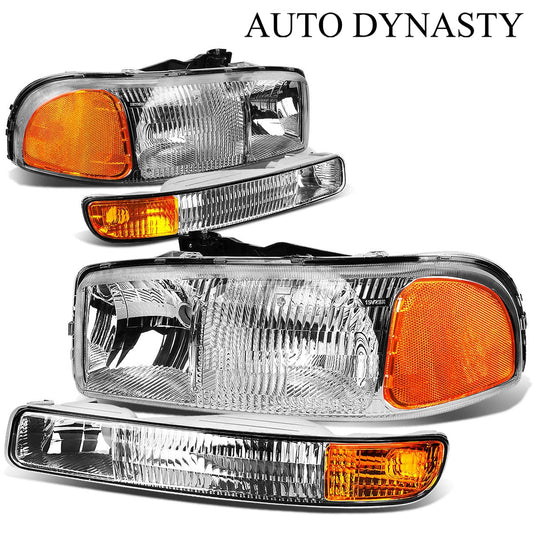 4Pcs Factory Style Headlight Lamps+Bumper Lights <br>99-07 GMC Sierra1500, 2500, 3500, Yukon