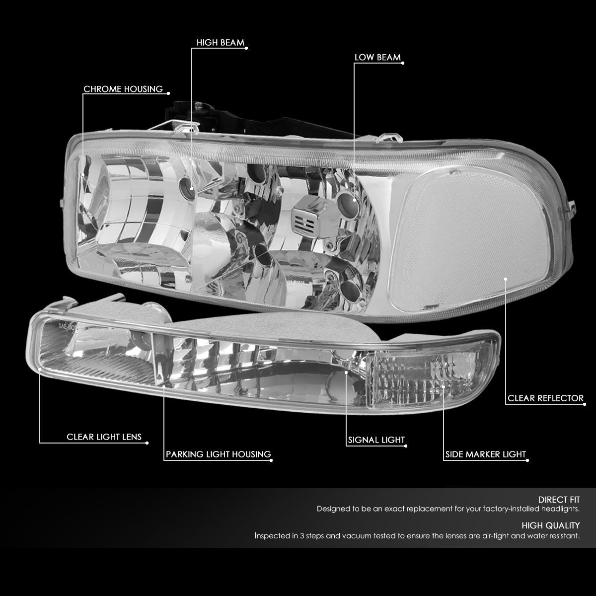 Factory Style Bumper Lamp+Headlight <br>99-07 GMC Sierra 1500, 2500, 3500HD, Yukon XL