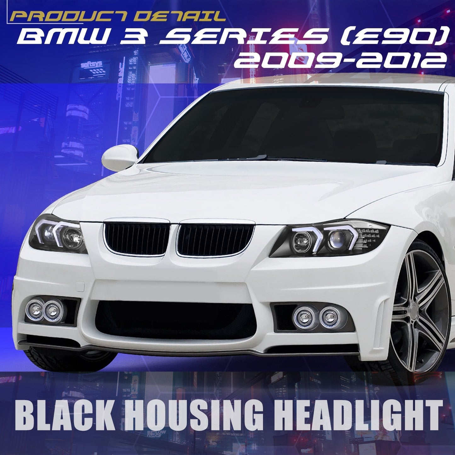 3D LED DRL Switchback Projector Headlights <br> 09-12 BMW 323i 325i 328i 335i 335d