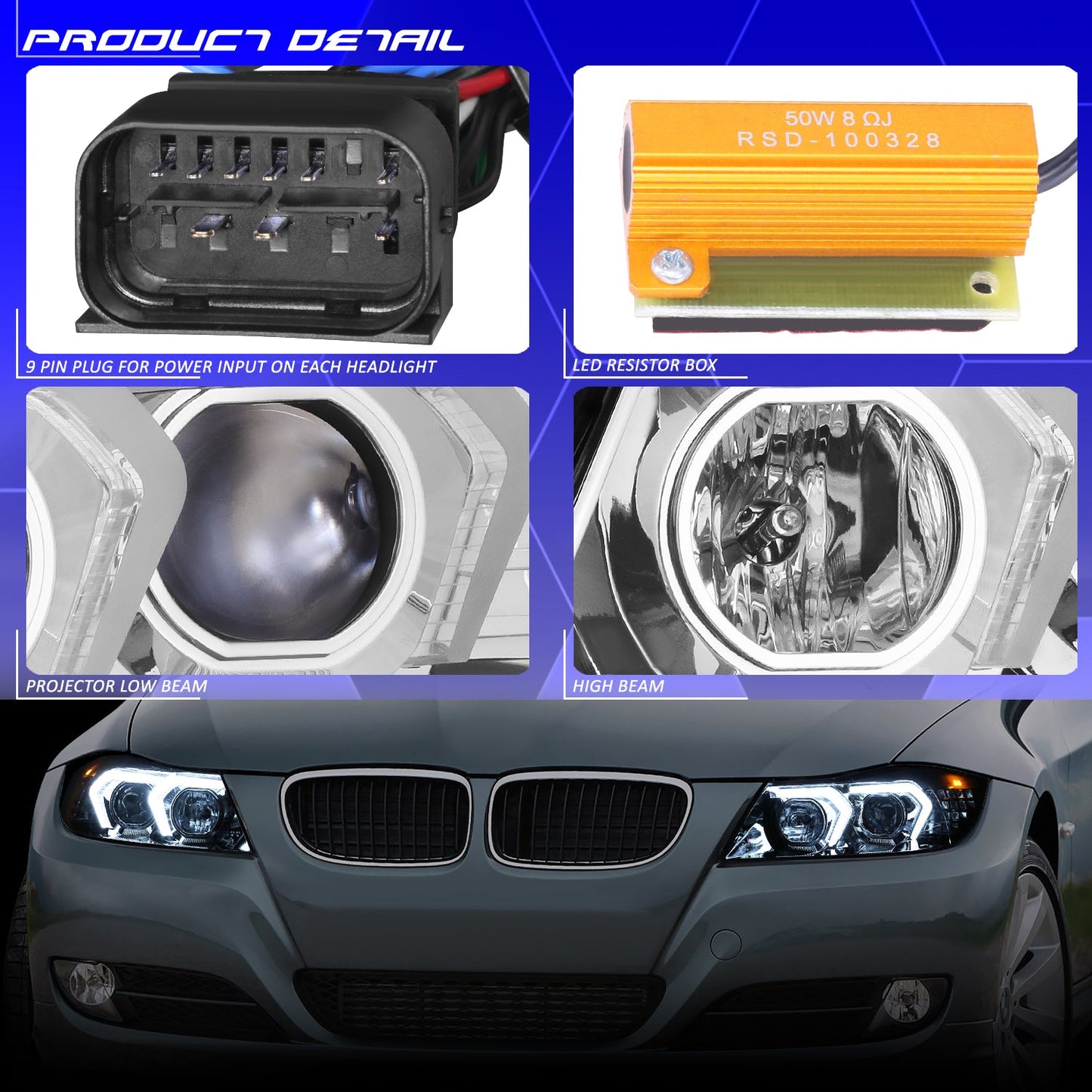 3D LED DRL Switchback Projector Headlights <br> 09-12 BMW 323i 325i 328i 335i 335d