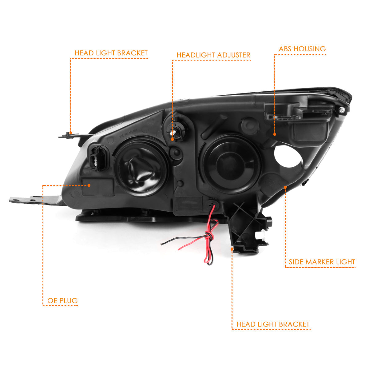 Black Housing LED DRL Projector Headlights <br> 13-16 Ford Escape