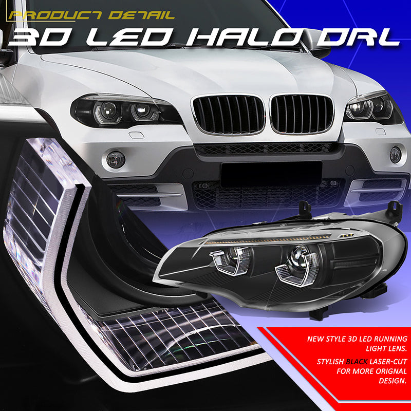 Start-Up LED DRL Sequential Projector Headlights <br>07-10 BMW X5