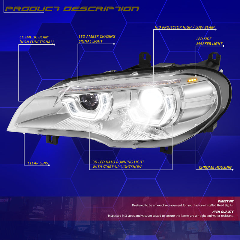 Start-Up LED DRL Sequential Projector Headlights <br>07-10 BMW X5