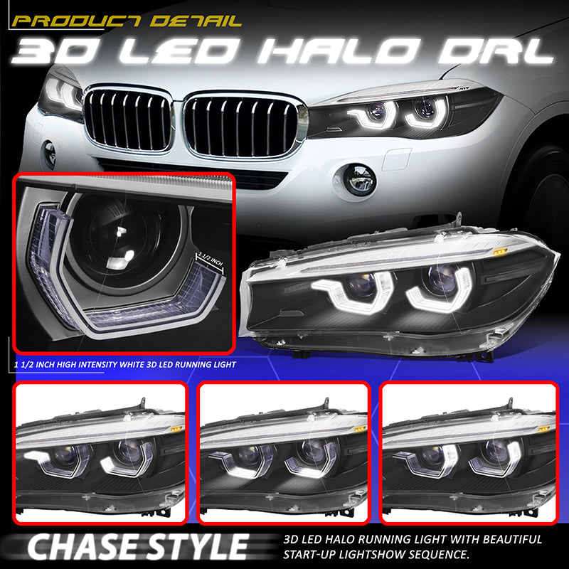 Start-Up LED DRL Sequential Projector Headlights <br> 14-18 BMW X5