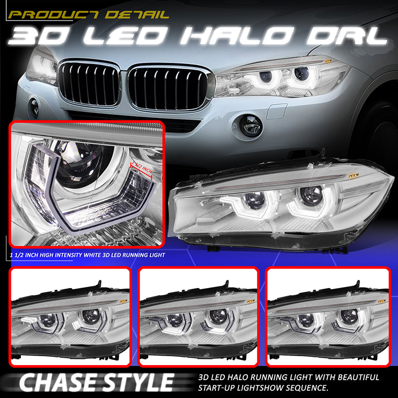 Start-Up LED DRL Sequential Projector Headlights <br> 14-18 BMW X5