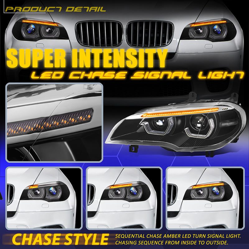 Start-Up LED DRL Sequential Projector Headlights <br>11-13 BMW X5