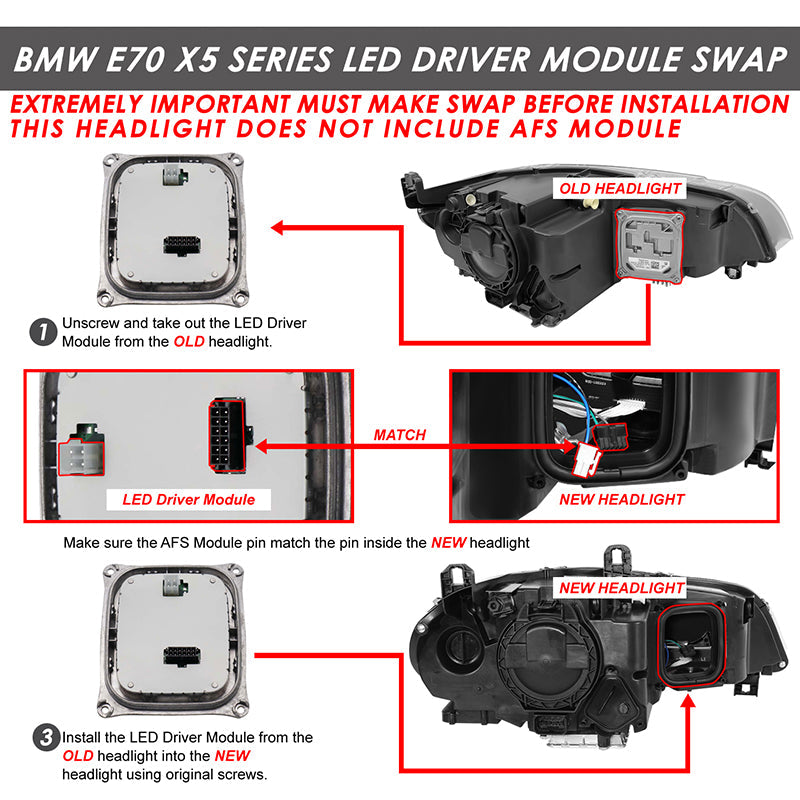 Start-Up LED DRL Sequential Projector Headlights <br>11-13 BMW X5