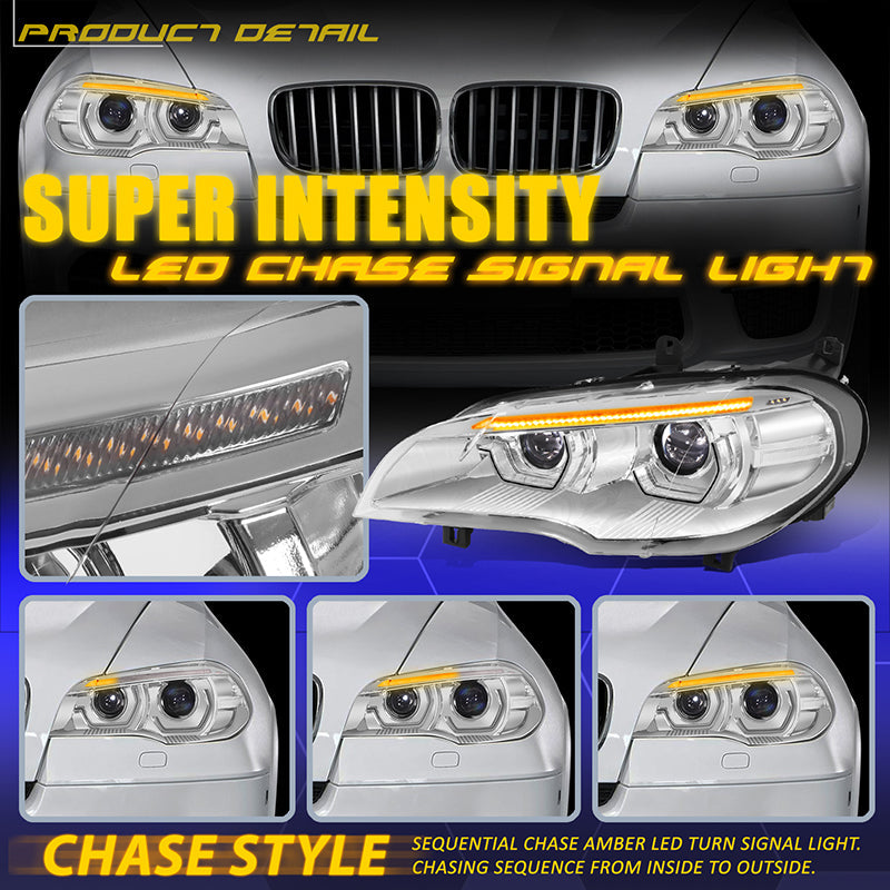 Start-Up LED DRL Sequential Projector Headlights <br>11-13 BMW X5