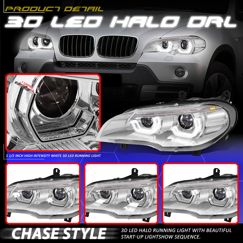 Start-Up LED DRL Sequential Projector Headlights <br>07-10 BMW X5