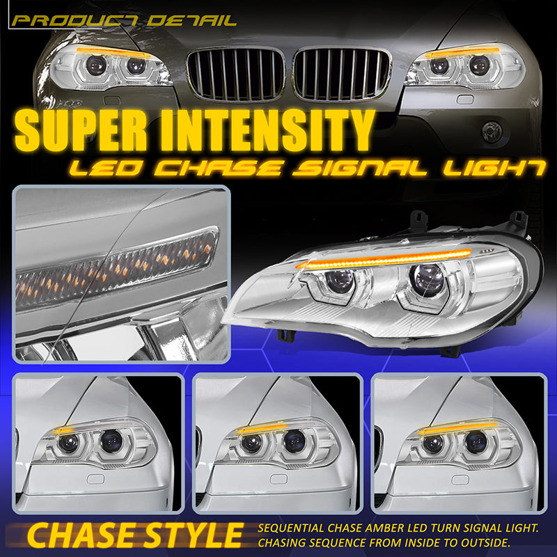 Start-Up LED DRL Sequential Projector Headlights <br>07-10 BMW X5