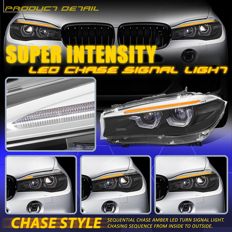 Start-Up LED DRL Sequential Projector Headlights <br> 14-18 BMW X5