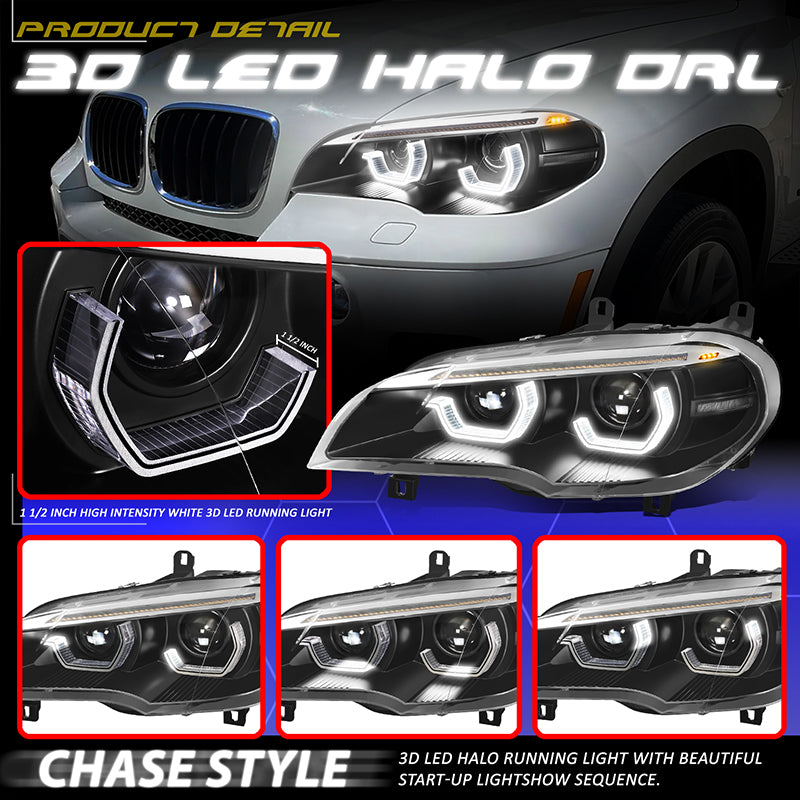 Start-Up LED DRL Sequential Projector Headlights <br>11-13 BMW X5