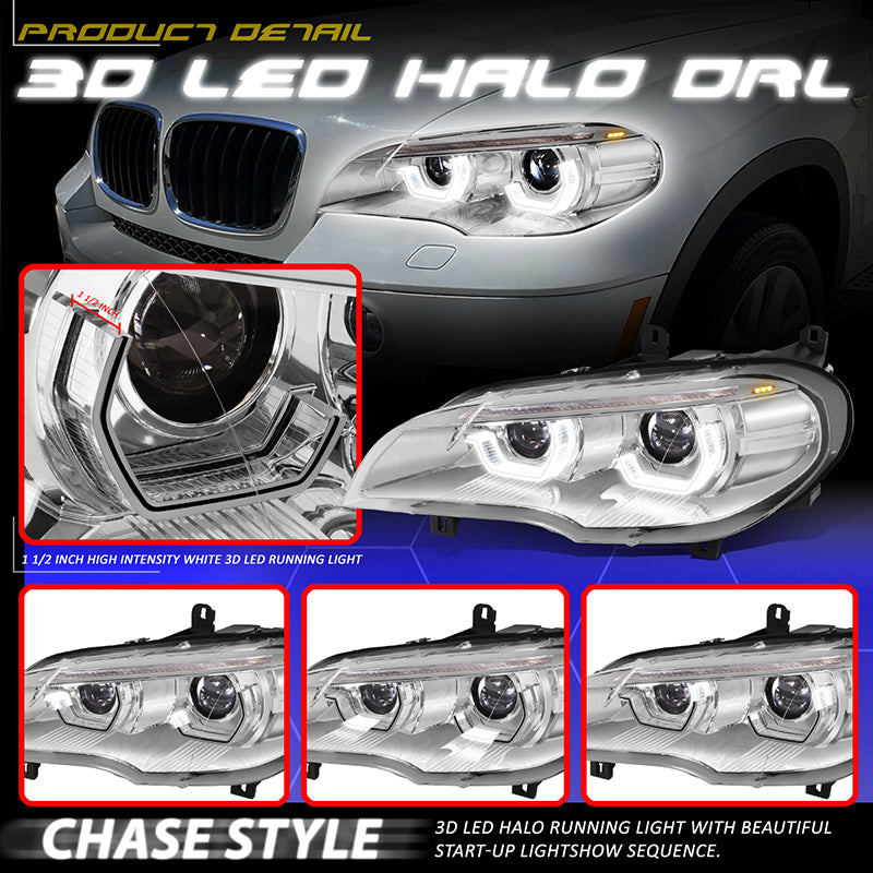 Start-Up LED DRL Sequential Projector Headlights <br>11-13 BMW X5