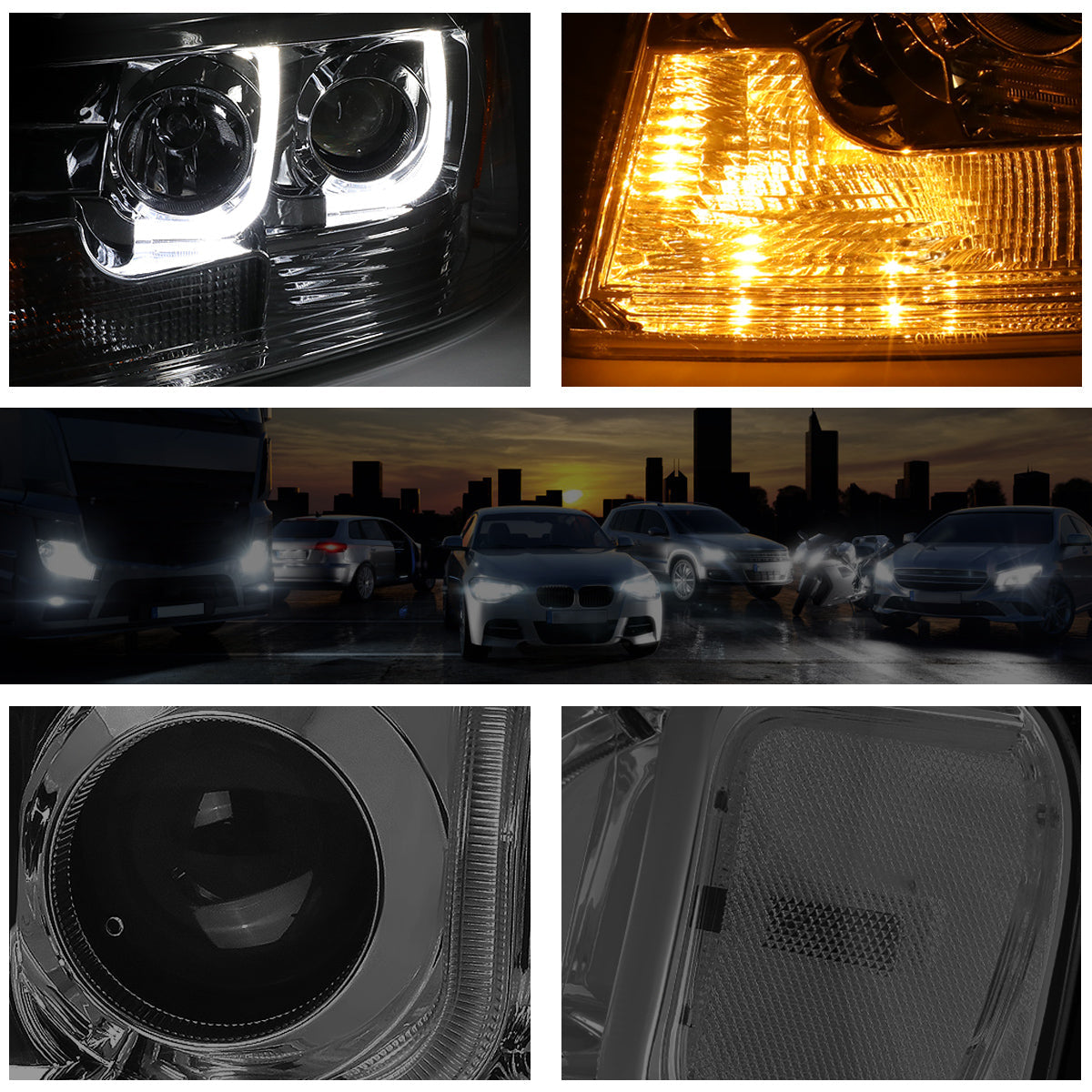 Chrome Housing LED DRL Projector Headlights <br> 04-08 Ford F-150