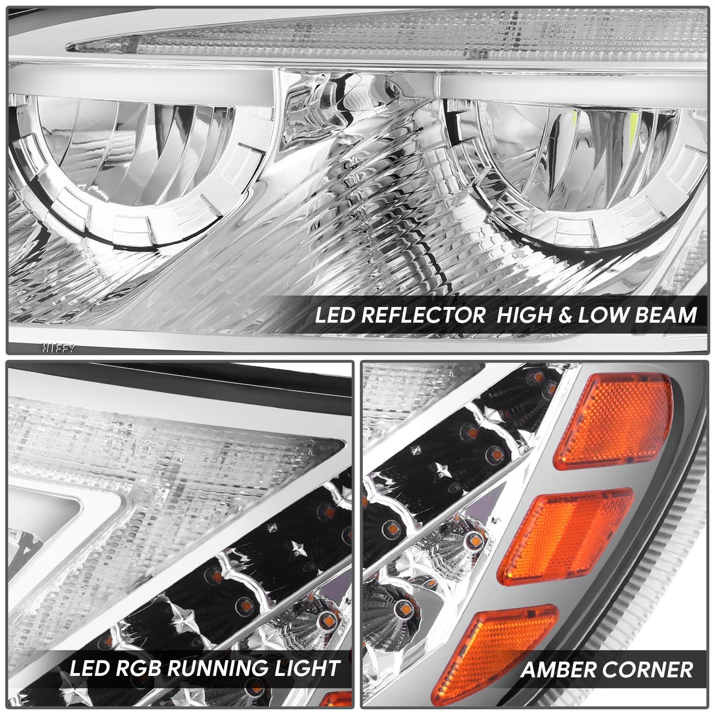 RGB LED DRL Turn Signal Headlights <br>08-19 Peterbilt 325, 05-20 330, 05-10 335