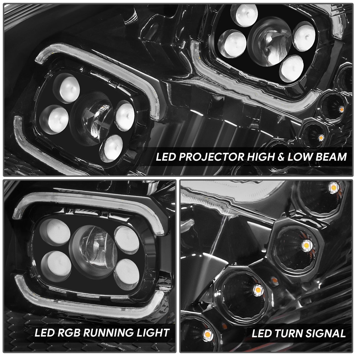 RGB LED DRL Switchback Projector Headlights <br>04-18 Volvo VN VNL 300 400 430 630 740 760 860