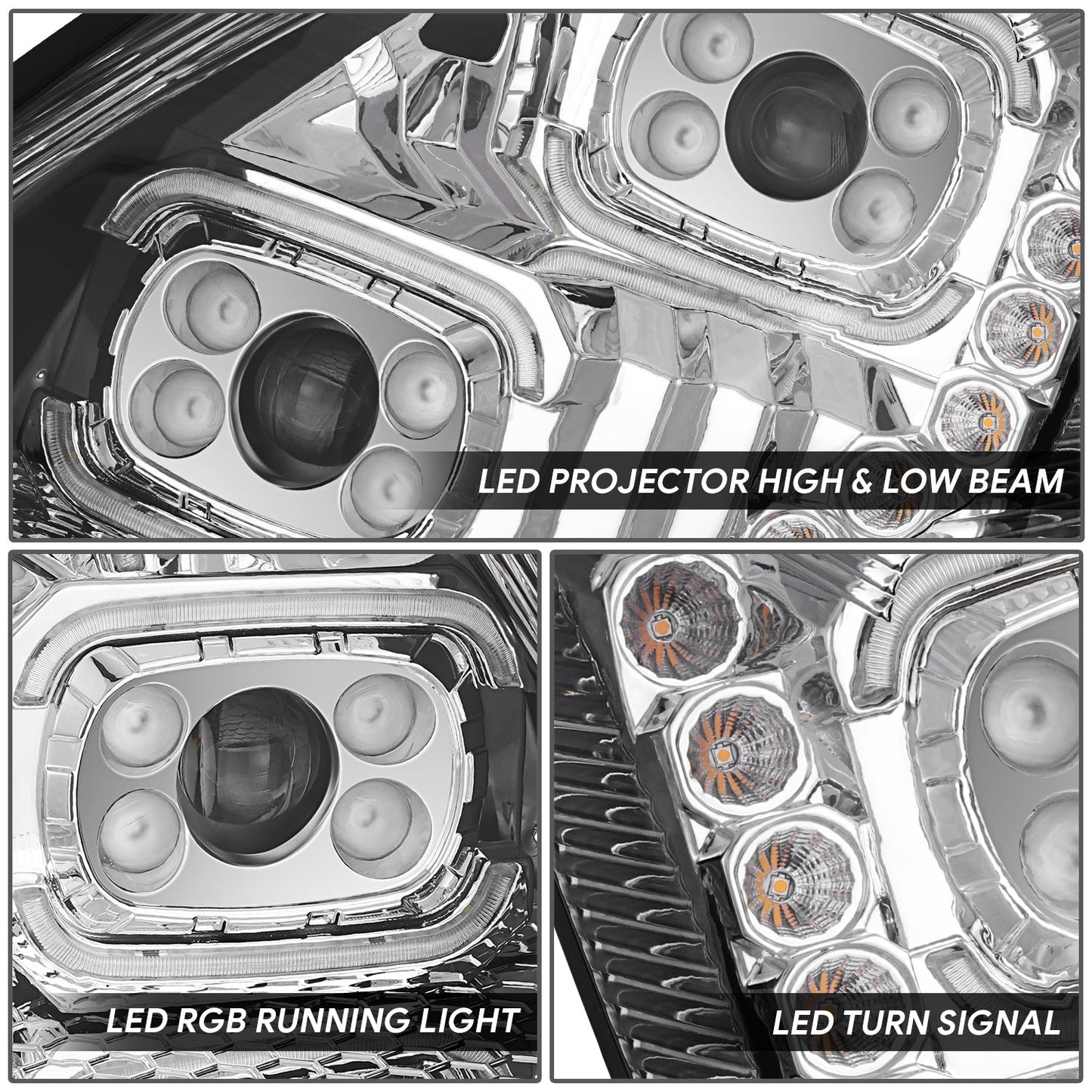 RGB LED DRL Switchback Projector Headlights <br>04-18 Volvo VN VNL 300 400 430 630 740 760 860