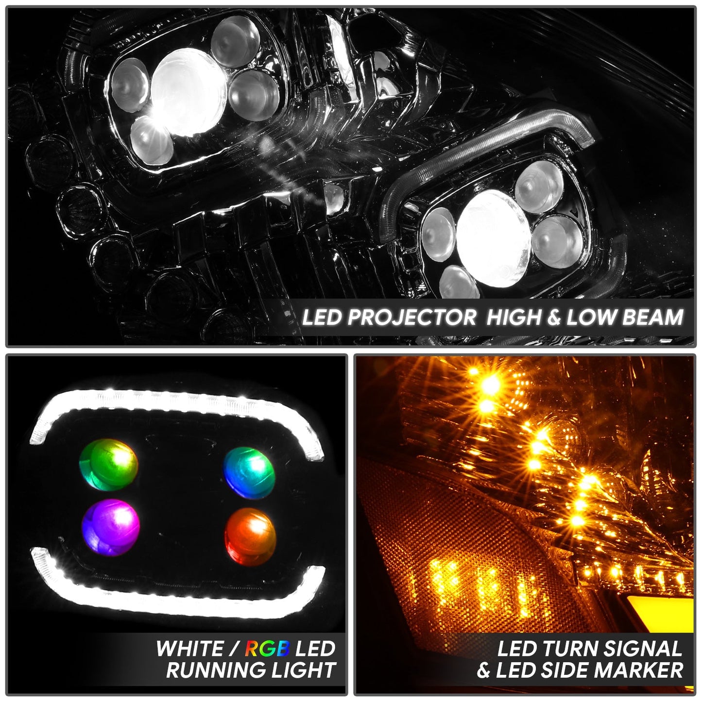 RGB LED DRL Switchback Projector Headlights <br>04-18 Volvo VN VNL 300 400 430 630 740 760 860