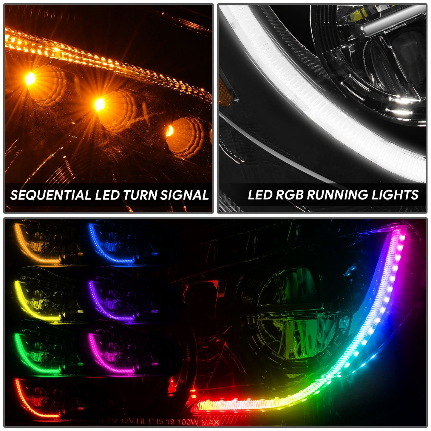 RGB LED DRL Sequential Turn Signal Headlights <br>13-21 Kenworth T680