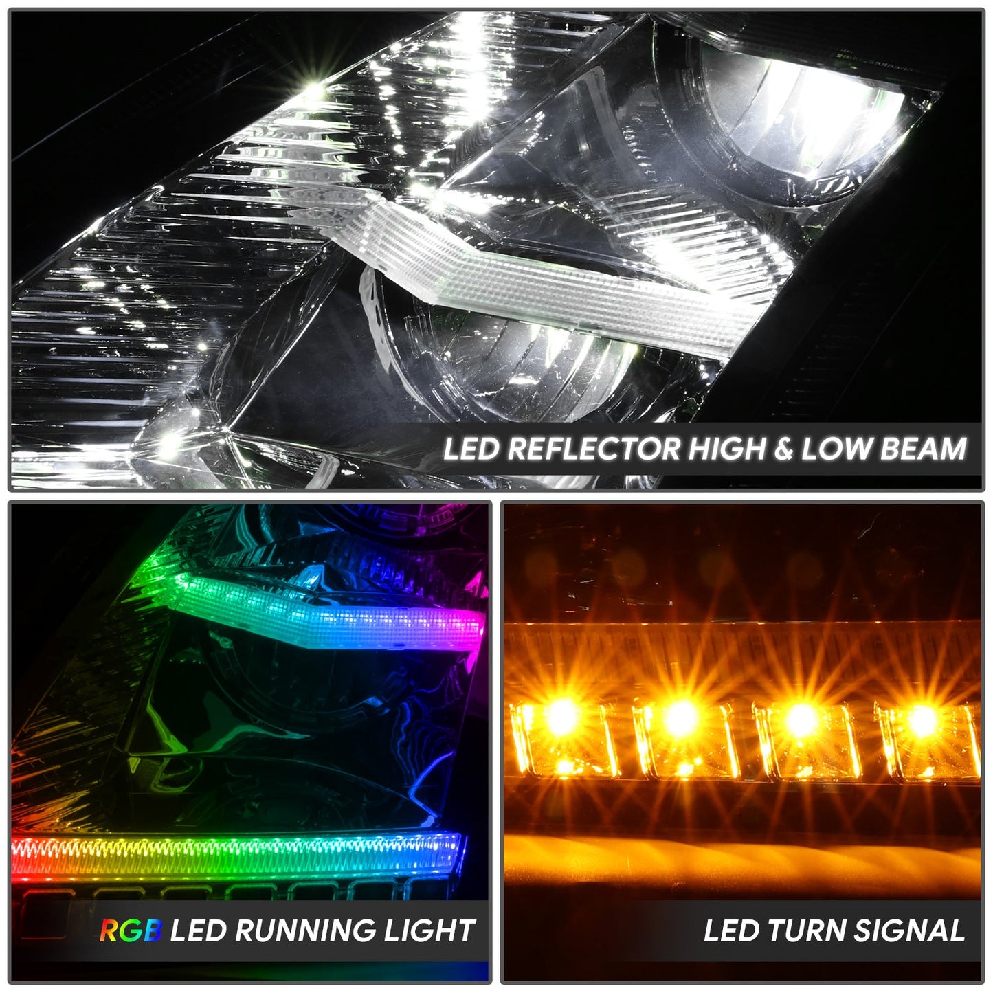 RGB LED DRL Sequential Turn Signal Headlights <br>18-21 Volvo VNL/VNR, VNL/VNR 300-400