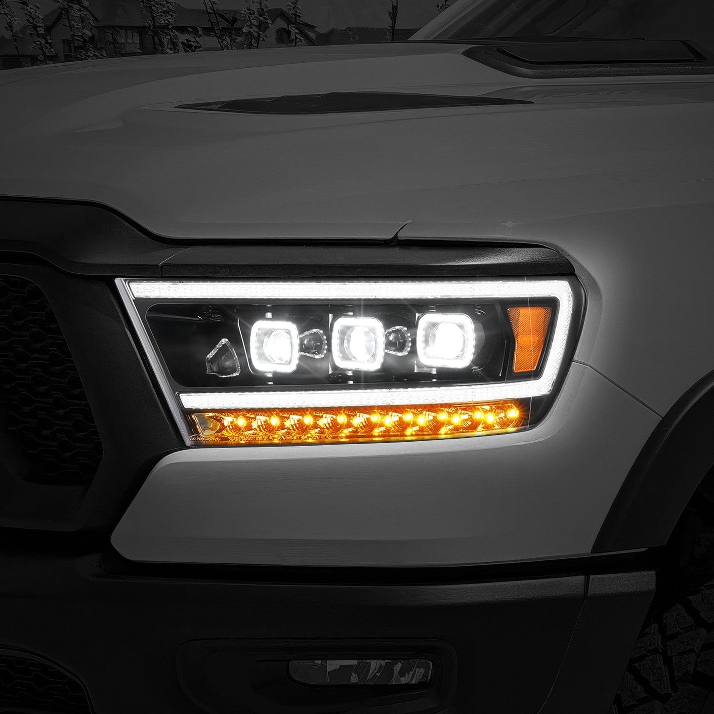 Sequential Full LED DRL Projector Headlights <br>19-24 Ram 1500