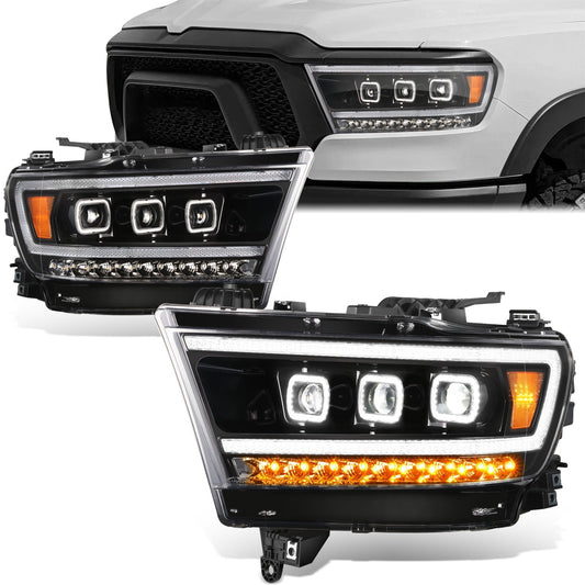 Sequential Full LED DRL Projector Headlights <br>19-24 Ram 1500