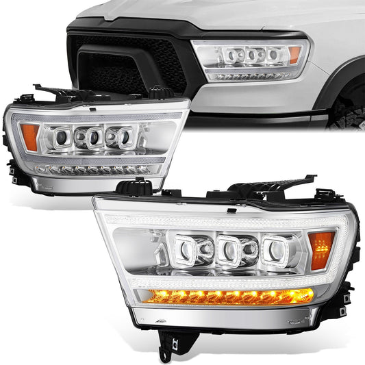 Sequential Full LED DRL Projector Headlights <br>19-24 Ram 1500