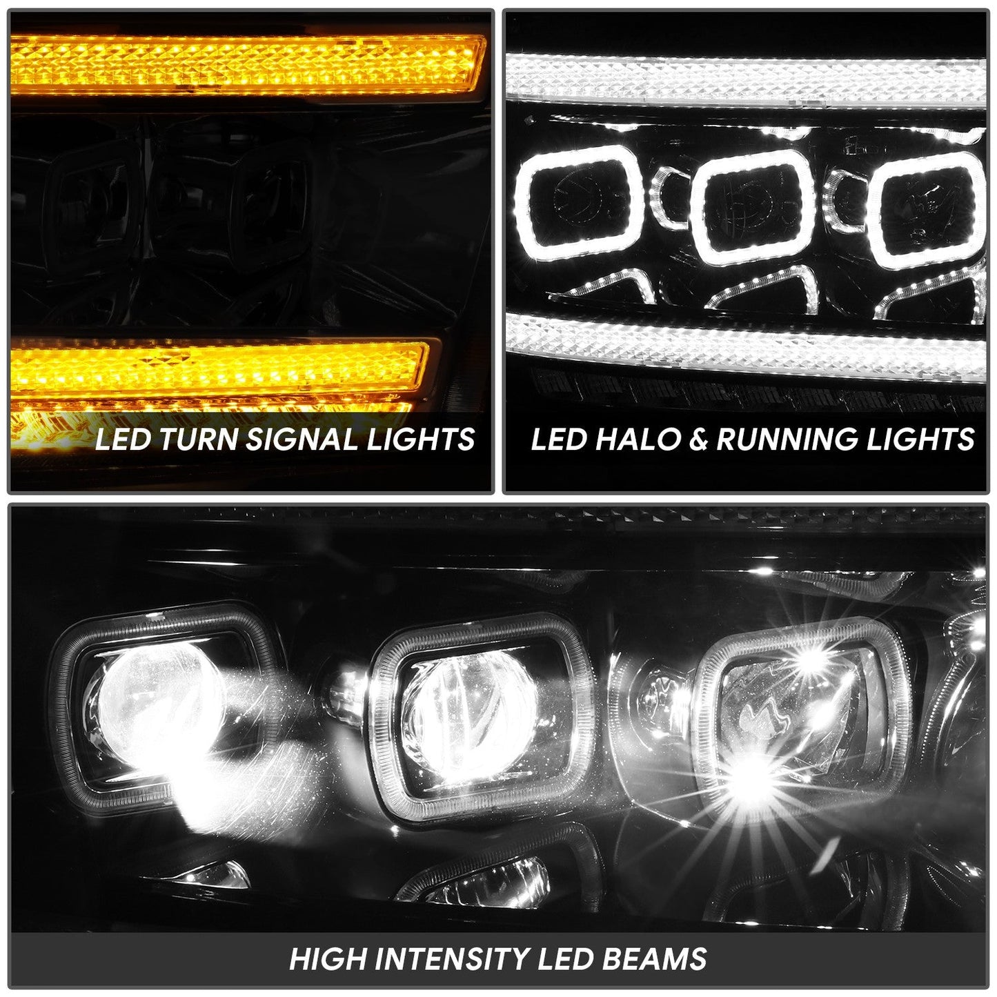 Sequential Full LED DRL Projector Headlights <br>13-18 Ram 1500, 2500, 3500, 19-24 Classic