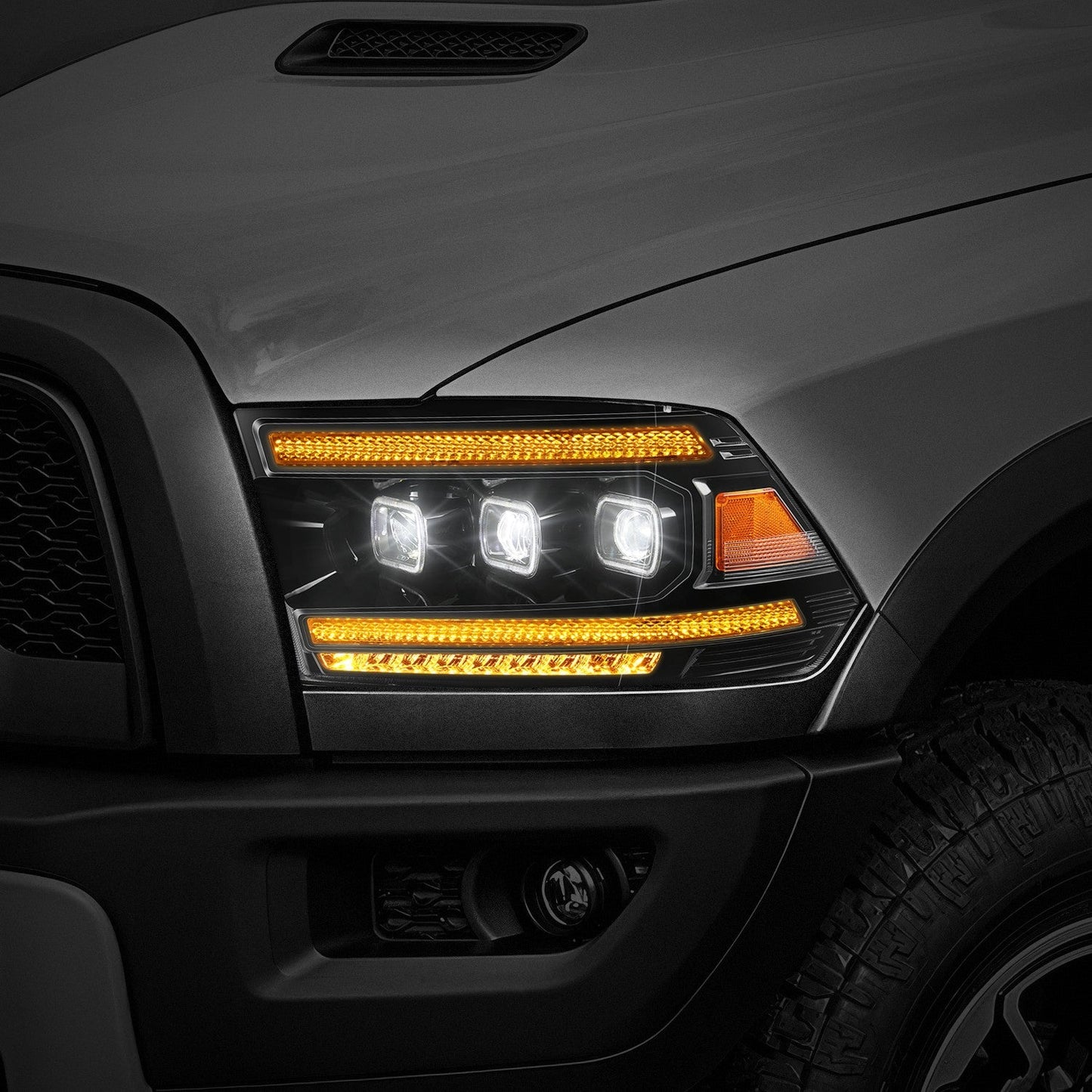 Sequential Full LED DRL Projector Headlights <br>13-18 Ram 1500, 2500, 3500, 19-24 Classic