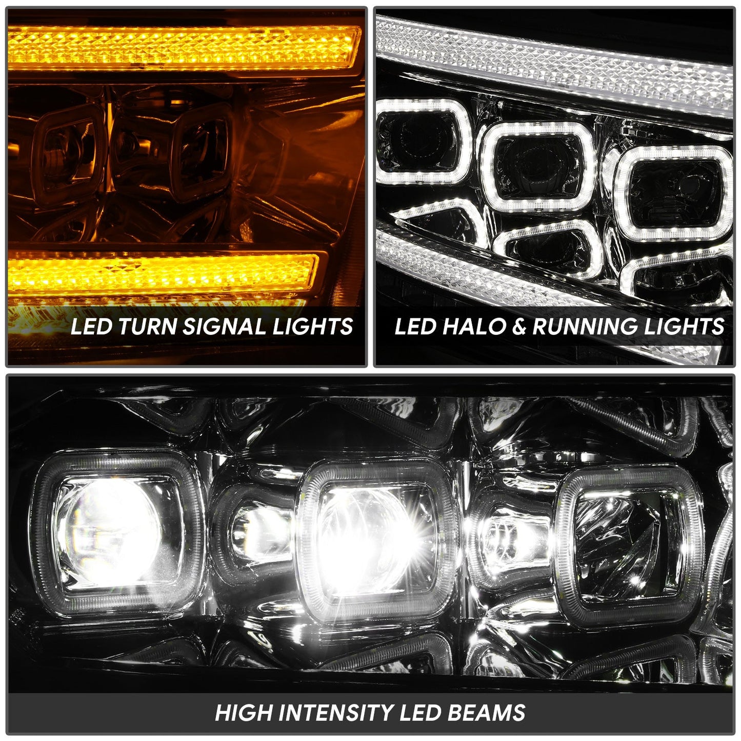 Sequential Full LED DRL Projector Headlights <br>13-18 Ram 1500, 2500, 3500, 19-24 Classic