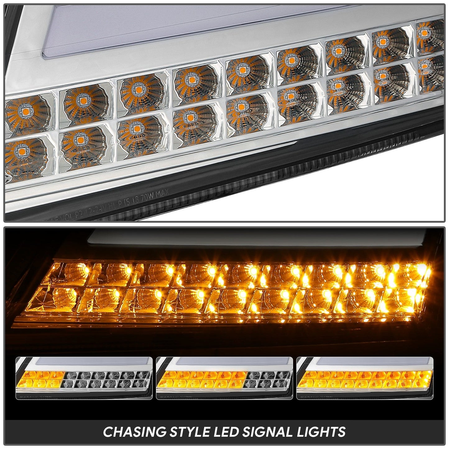 3D LED DRL Sequential Turn Signal Headlights <BR>18-24 Volvo VN VNL 300 400 430 630 740 760 860