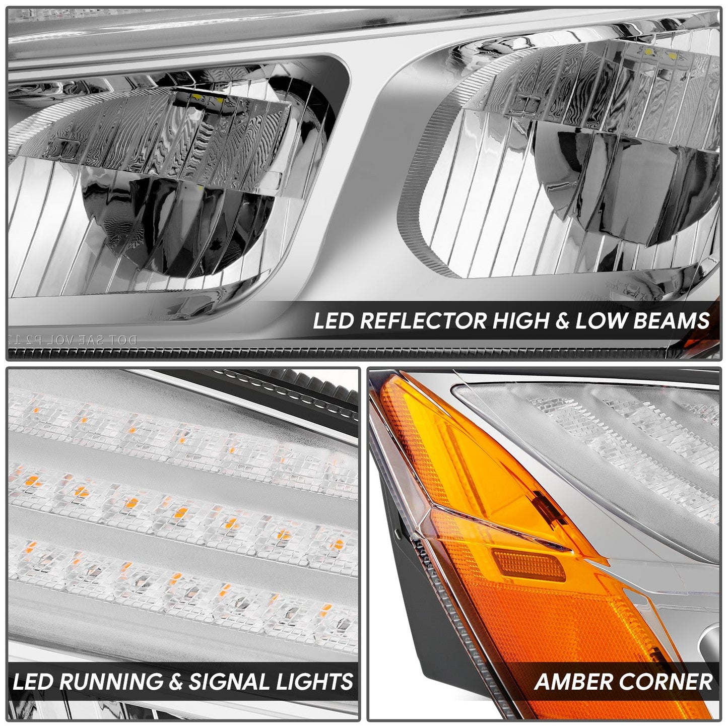 Switchback Full LED DRL Headlights <br>18-24 Freightliner Cascadia