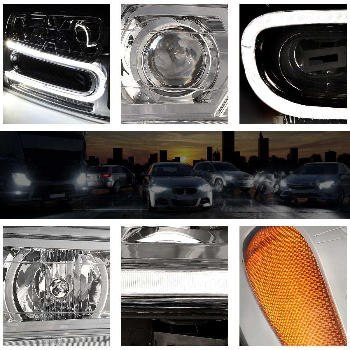 Chrome Housing LED DRL Projector Headlights <br> 02-09 Chevy Trailblazer