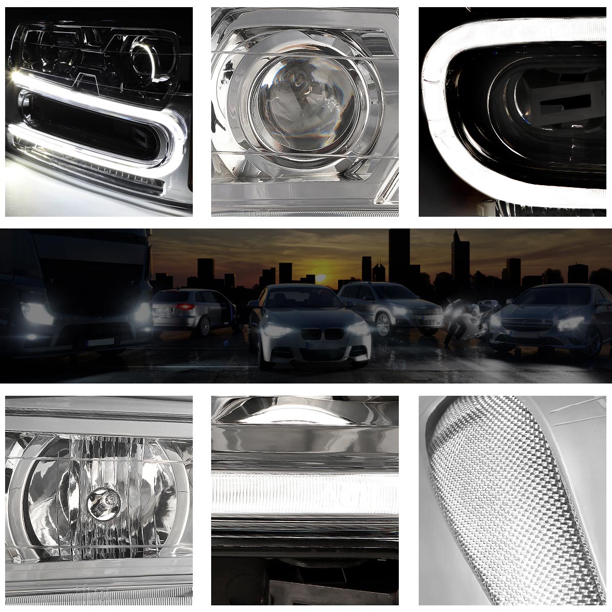 Chrome Housing LED DRL Projector Headlights <br> 02-09 Chevy Trailblazer