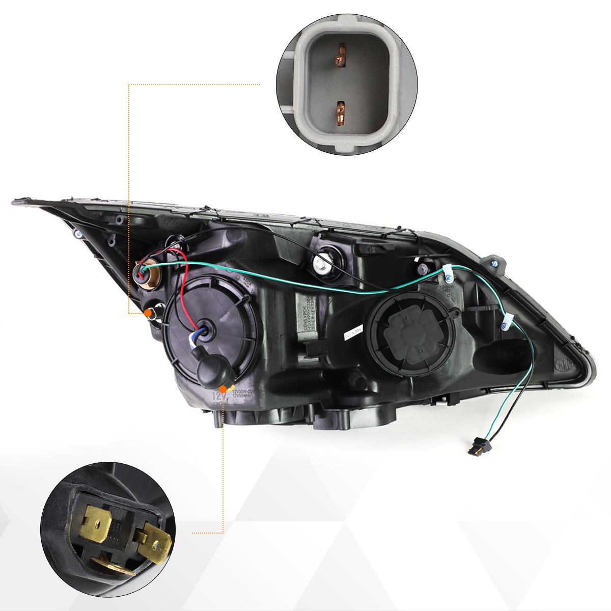 Black Housing Projector Headlights <br> 07-11 Honda CRV