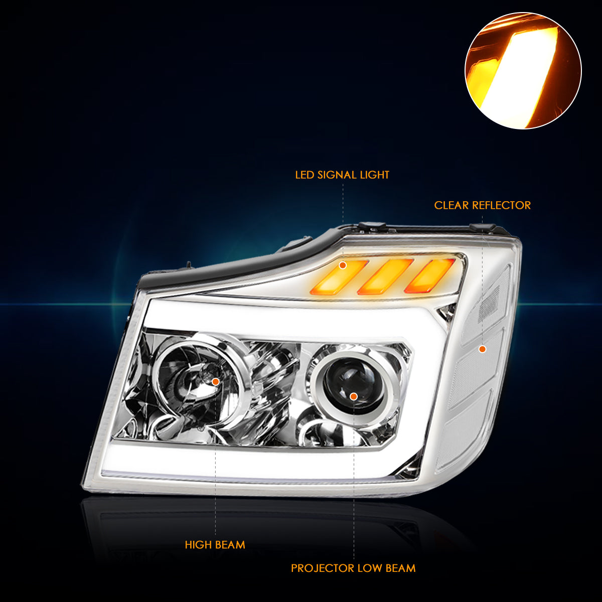 Chrome Housing LED DRL Projector Headlights <br> 04-15 Nissan Titan, 05-07 Armada