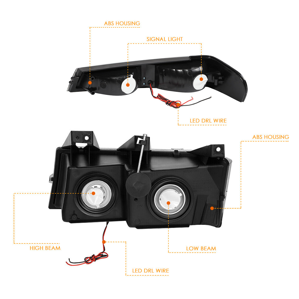 Black Housing LED DRL Headlights <br> 04-12 Chevy Colorado, GMC Canyon