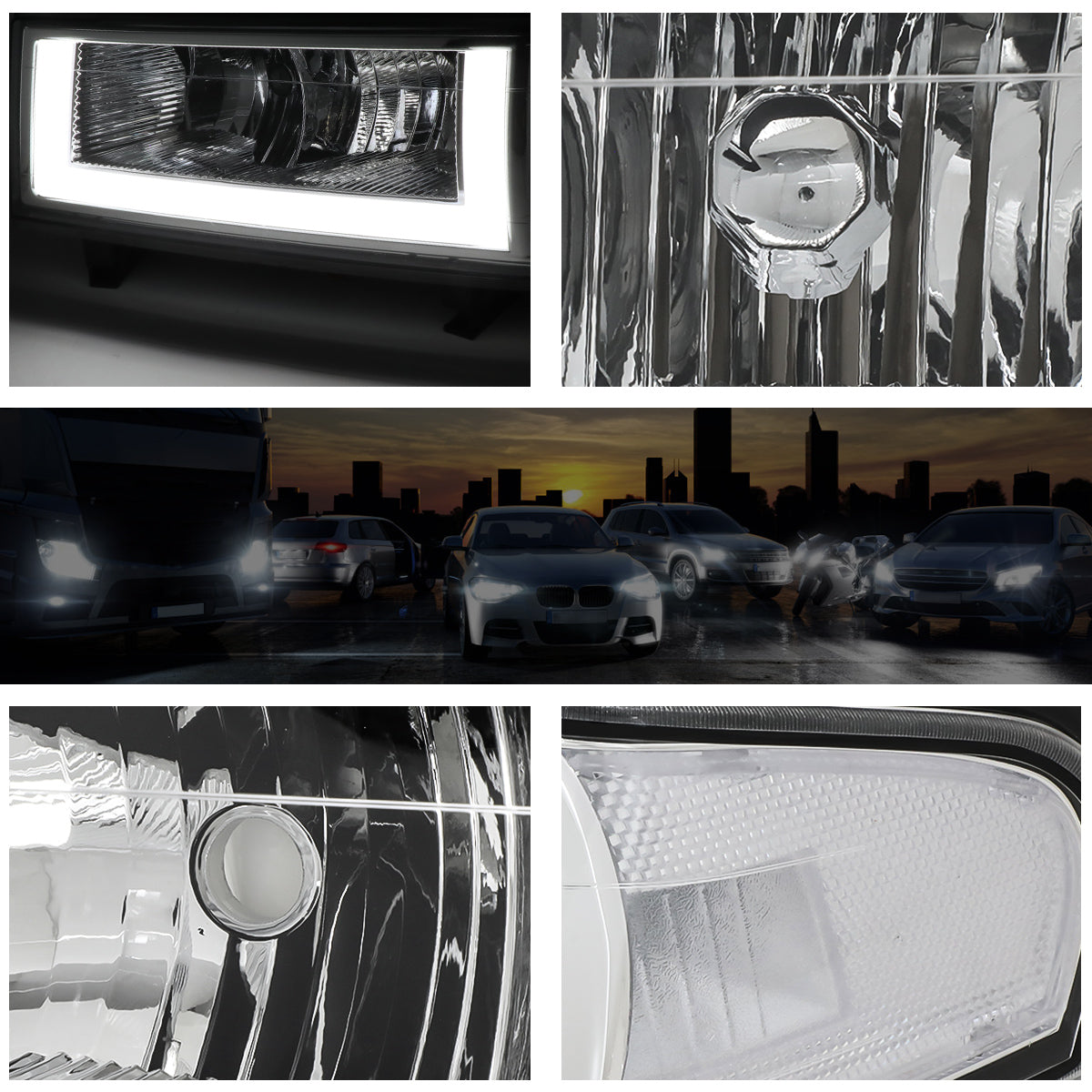 Chrome Housing LED DRL Headlights <br> 04-12 Chevy Colorado, GMC Canyon