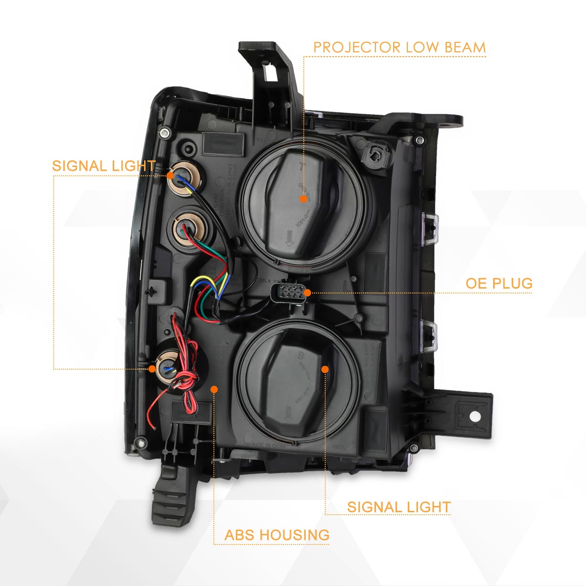 Black Housing LED DRL Projector Headlights <br> 14-15 Chevy Silverado 1500