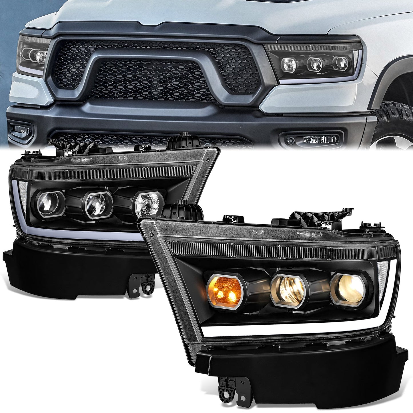 Start-Up LED DRL Projector Headlights <BR> 19-24 Ram 1500