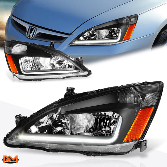 Black Housing LED DRL Headlights <br> 03-07 Honda Accord