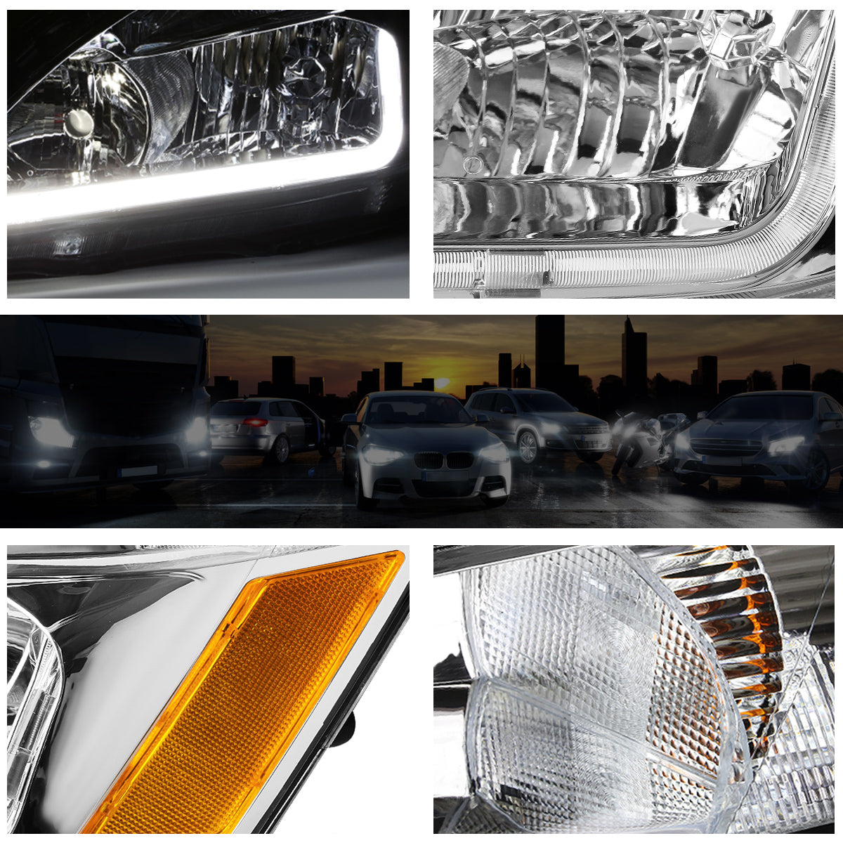 Chrome Housing LED DRL Headlights <br> 03-07 Honda Accord