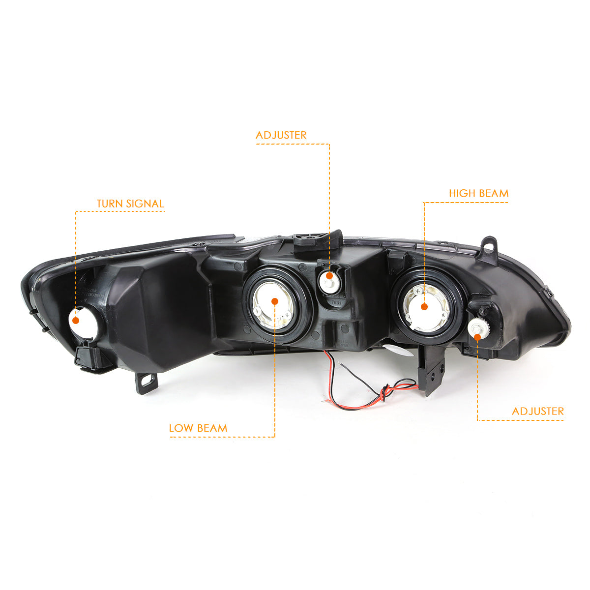 Black Housing LED DRL Headlights <br> 98-02 Honda Accord