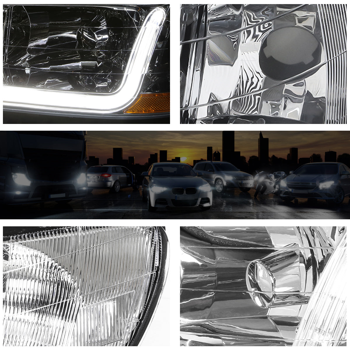 Chrome Housing LED DRL Headlights <br> 98-02 Honda Accord