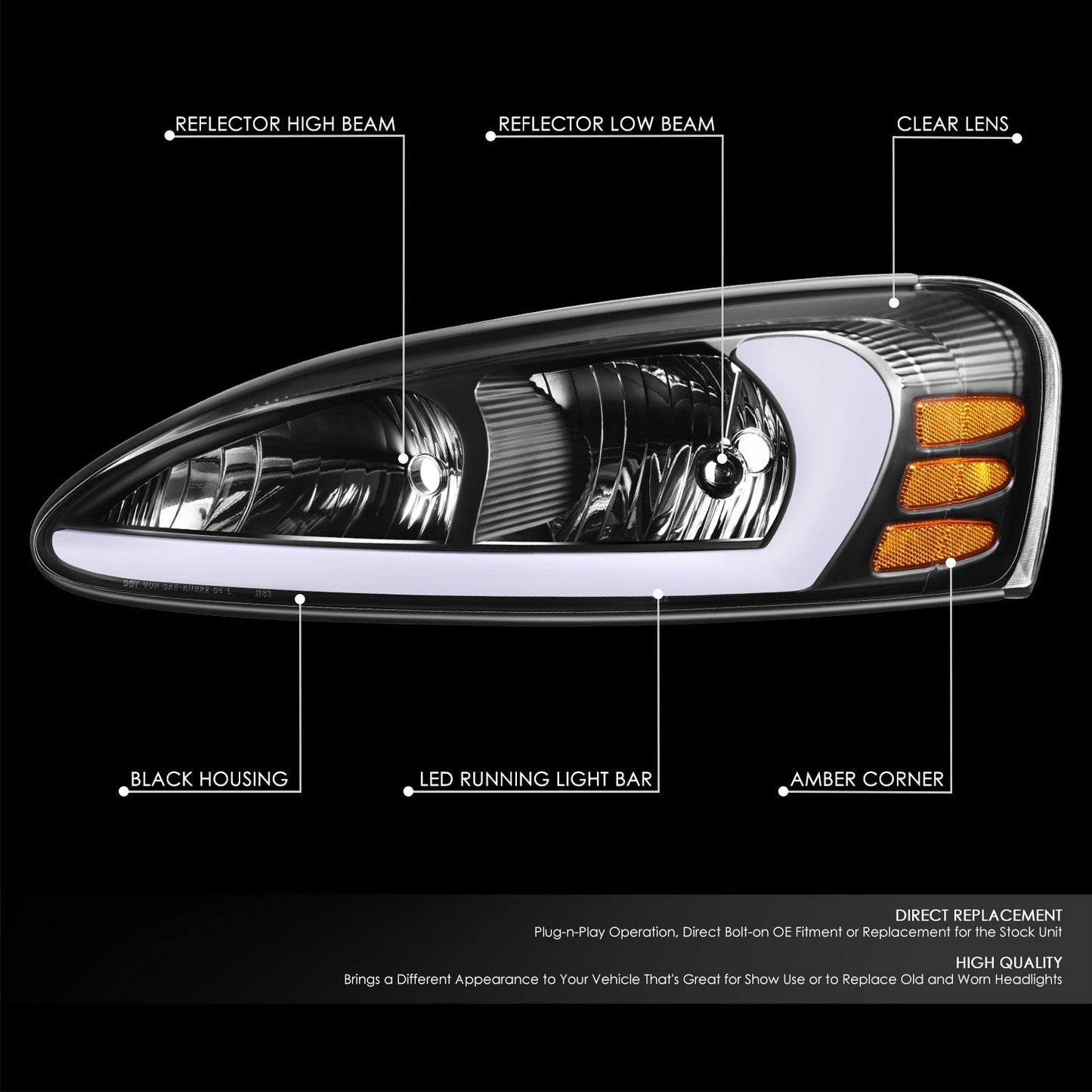 3D LED DRL Headlights <br>04-08 Pontiac Grand Prix