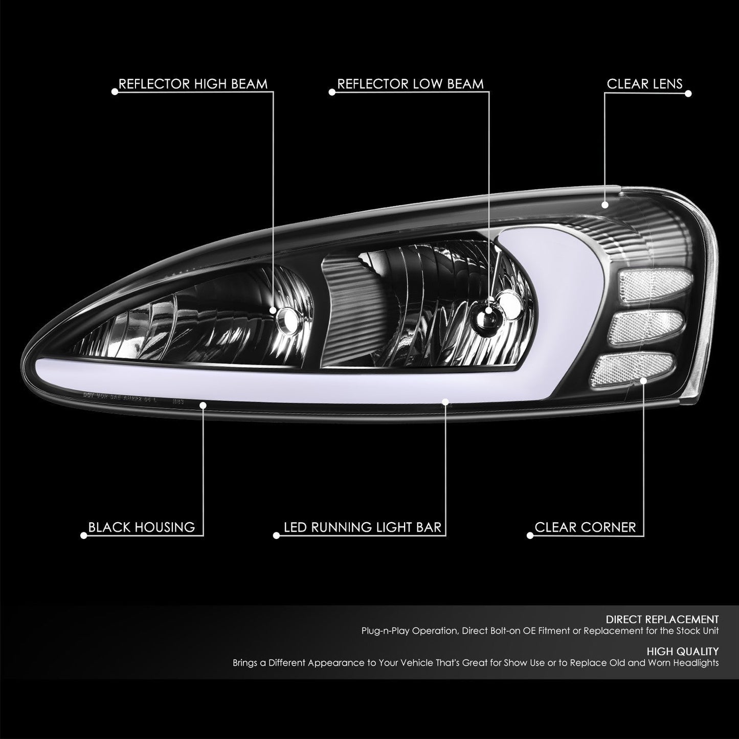 3D LED DRL Headlights <br> 04-08 Pontiac Grand Prix