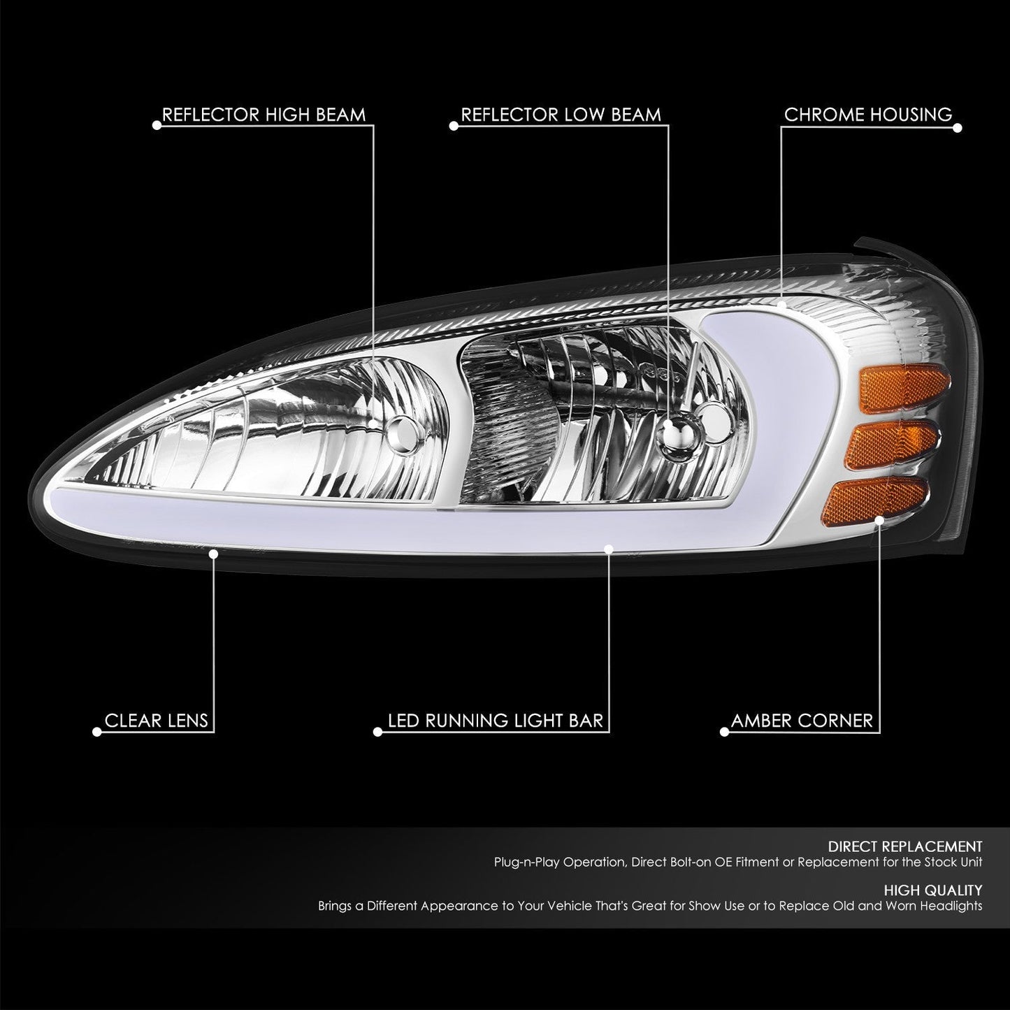 3D LED DRL Headlights <br> 04-08 Pontiac Grand Prix